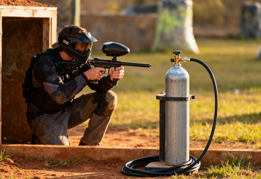 Order CO2 for paintball online from Adams Gas. Rent-free CO2 cylinders for paintball sites, clubs and activity centres, with clear delivery options and UK-filled bottles.